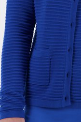 Cardigan bleu marine en tissu texturé côtelé de Claude Arielle pour Femmes