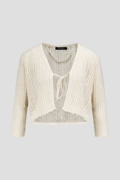 Cardigan court en tricot beige avec lien à nouer de Signature pour Femmes