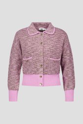 Cardigan in lichtroze en kaki bouclé van Louise voor Dames