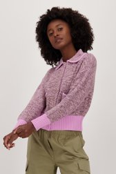 Cardigan in lichtroze en kaki bouclé van Louise voor Dames