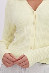 Détail de Cardigan jaune clair à col polo de Louise pour Femmes