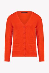 Cardigan orange en tissu texturé côtelé de Claude Arielle pour Femmes