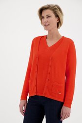 Cardigan orange en tissu texturé côtelé de Claude Arielle pour Femmes
