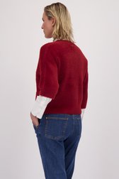 Le dos de Cardigan rouge bordeaux à manches longues de Claude Arielle pour Femmes