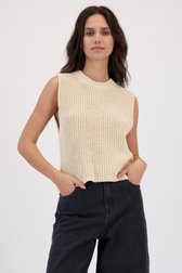 Le devant de Cardigan sans manches beige en maille de Louise pour Femmes