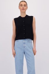 Le devant de Cardigan sans manches bleu foncé de Marc O'Polo pour Femmes