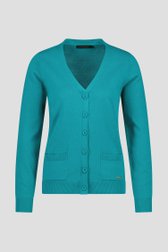Cardigan turquoise avec boutons ton sur ton de Claude Arielle pour Femmes