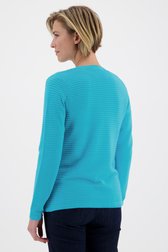 Cardigan turquoise en tissu texturé côtelé de Claude Arielle pour Femmes