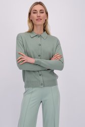 Le devant de Cardigan vert à col polo de Liberty Island pour Femmes