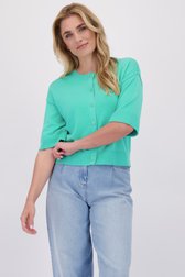 Le devant de Cardigan vert d’eau à manches trois-quarts de Libelle pour Femmes