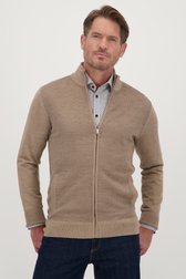 Cardigan zippé beige en laine de Dansaert Blue pour Hommes