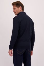Le dos de Cardigan zippé bleu foncé en laine  de Dansaert Blue pour Hommes