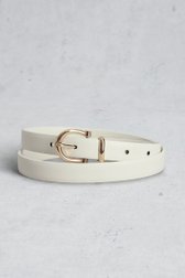 Le devant de Ceinture blanche fine à boucle dorée de Liberty Island pour Femmes