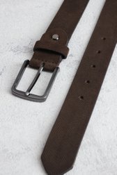 Photo produit 1 de Ceinture en cuir brun à motif à petits carrés de Liberty Island pour Hommes