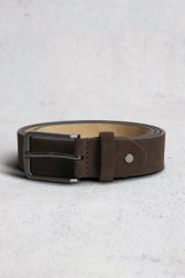 Le devant de Ceinture en cuir brun à motif à petits carrés de Liberty Island pour Hommes