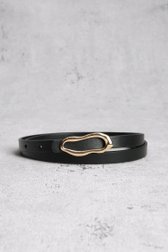 Ceinture fine noire avec boucle dorée de Louise pour Femmes