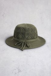 Le dos de Chapeau crocheté kaki avec détail nœud de Modeno pour Femmes