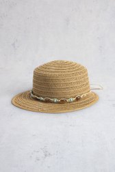 Le devant de Chapeau tressé beige avec perles brun-bleu de Modeno pour Femmes