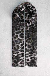 Le devant de Écharpe noire et blanche à imprimé léopard de Liberty Island pour Femmes