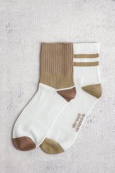 Le devant de Chaussettes basses colorblock beiges - 2 paires de Camano pour Femmes