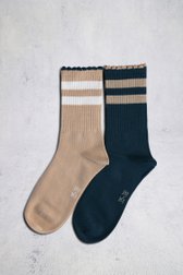 Le devant de chaussettes beiges/vertes de Liberty Island pour Femmes