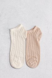 Chaussettes écrues-beiges ajourées - 2 paires de Camano pour Femmes