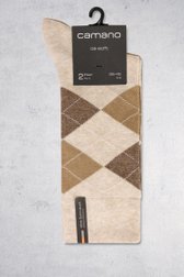 Chaussettes longues à carreaux beiges - 2 paires de Camano pour Hommes