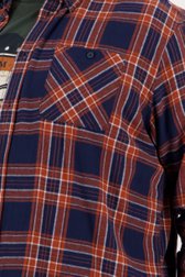 Chemise à carreaux en bleu et orange-brun de Jefferson pour Hommes