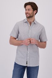 Chemise à manches courtes rayée blanc et bleu de Ravøtt pour Hommes