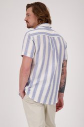 Chemise à manches courtes rayée écru-bleu de Ravøtt pour Hommes