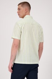 Chemise à manches courtes rayée vert-écru de Casual Five pour Hommes