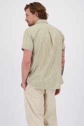 Le dos de Chemise beige à rayures et manches courtes de Ravøtt pour Hommes