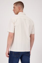 Chemise beige clair à rayures et manches courtes de Casual Five pour Hommes