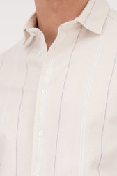 Chemise beige clair à rayures et manches courtes de Casual Five pour Hommes