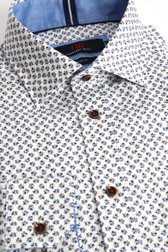 Photo produit 1 de Chemise blanche à motif bleu et brun – Comfort fit de Dansaert Blue pour Hommes