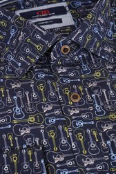 Photo produit 1 de Chemise bleu à imprimé guitares – Comfort fit de Dansaert Blue pour Hommes