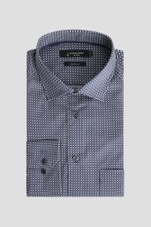 Le devant de Chemise bleu foncé à imprimé blanc - Comfort fit de Dansaert Black pour Hommes