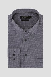 Chemise bleu foncé à imprimé écru -Regular fit de Dansaert Black pour Hommes