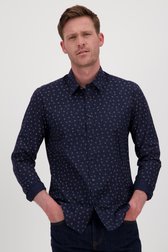 Chemise bleu foncé à imprimé fin beige - slim fit de Ben Sherman pour Hommes
