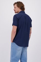 Le dos de Chemise bleu marine en maille structurée de Ravøtt pour Hommes