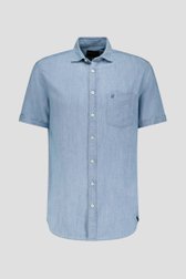 Chemise bleue à manches courtes, aspect denim de Ravøtt pour Hommes