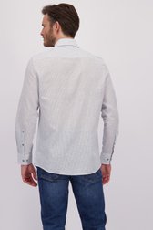 Le dos de Chemise en lin blanc-bleu - Coupe regular de Upper East pour Hommes