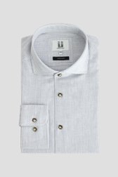Photo produit 1 de Chemise en lin blanc-bleu - Coupe regular de Upper East pour Hommes