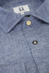 Chemise en lin bleu foncé à effet chiné de Upper East pour Hommes