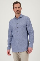 Chemise en lin bleu foncé à effet chiné de Upper East pour Hommes