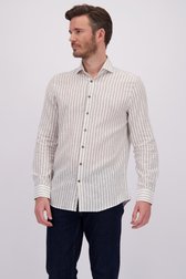 Le devant de Chemise en lin rayée écru de Upper East pour Hommes