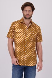 Chemise marron avec imprimé à carreaux blancs de Ravøtt pour Hommes