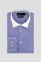 Photo produit 1 de Chemise rayée bleue avec col blanc – Regular fit de Dansaert Black Premium pour Hommes