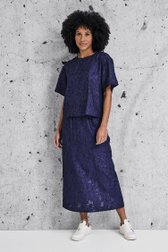 Chemisier bleu foncé en dentelle transparente de Louise pour Femmes