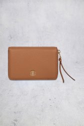 Voorkant van Cognackleurige portemonnee met leather look door Laurent David voor Dames